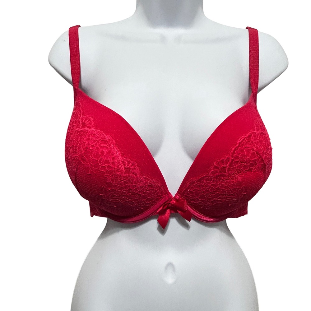 Torrid‎ Women Coquette Lace Padded Push-Up Plunge Bra 44C Pink Romantic Lingerie